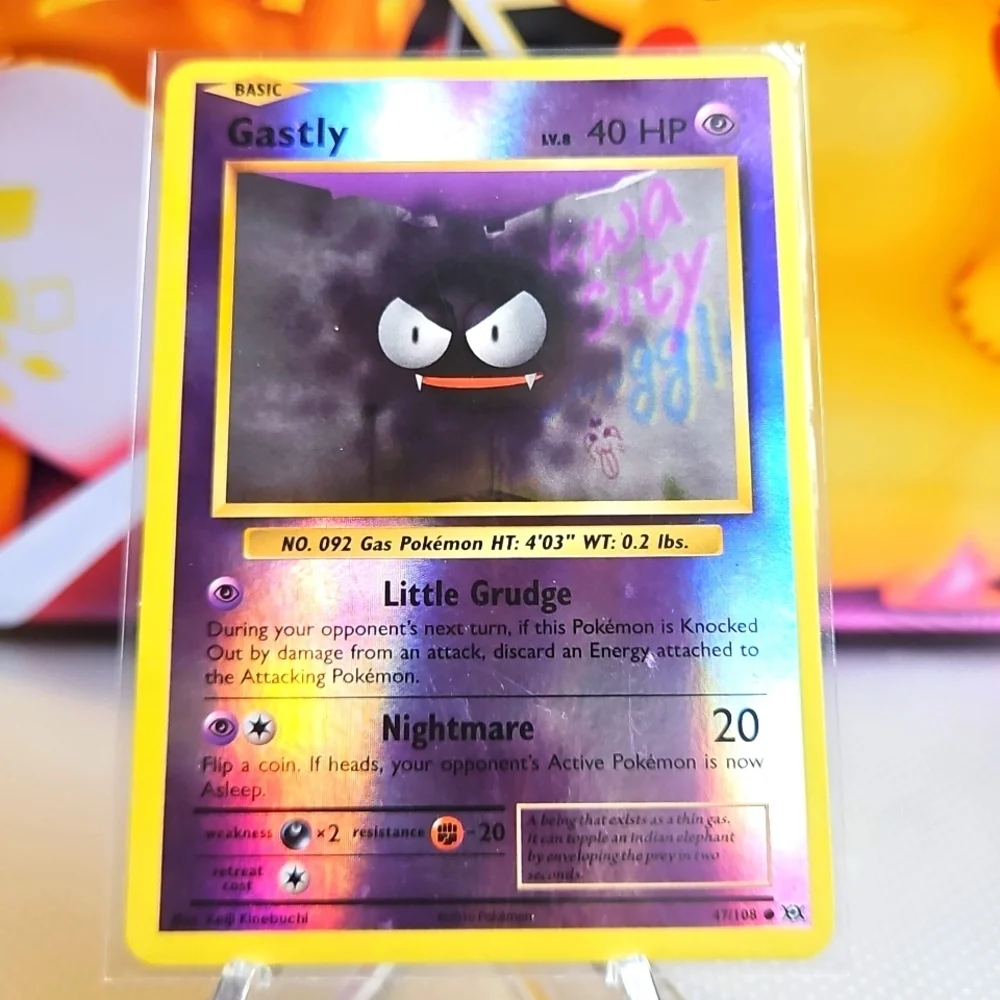 rare gastly pokemon card - 092/165 - Pokemon 151 - Reverse Foil RarityIllustration Rare Hit Points60 HP Darkness Mysterious Beam Flip a coin The whole Gastly evolution have